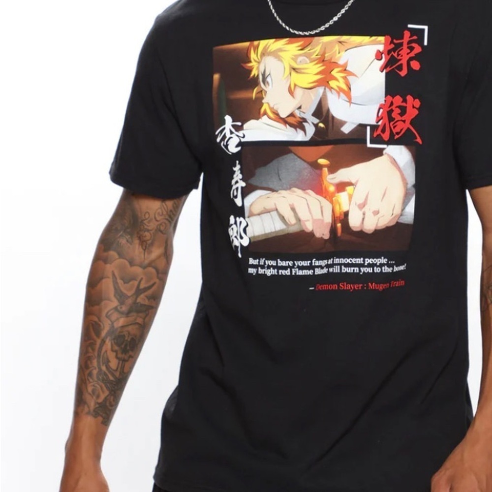 Demon slayer Black Graphic T-Shirt L